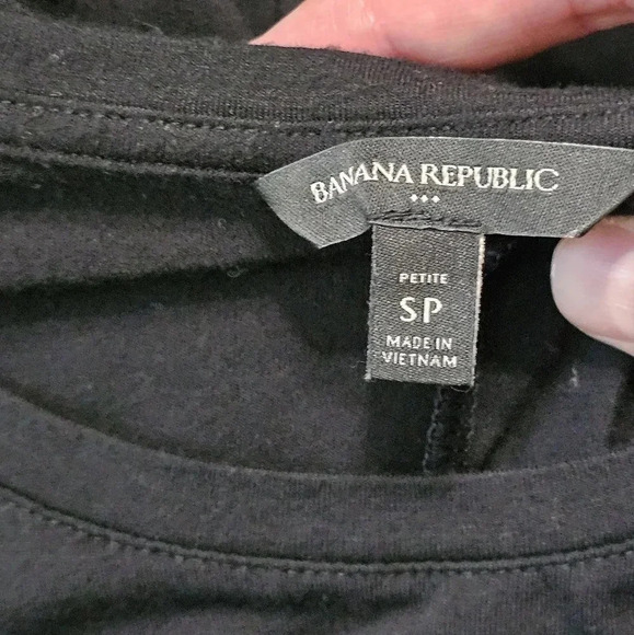 Banana Republic Black Midi Dress Elastic Waist Pockets Minimal Petite SP Classic - Picture 4 of 7